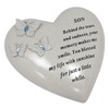 David Fischhoff Son Memorial Butterfly Heart with Gems, Stone, Cream,
