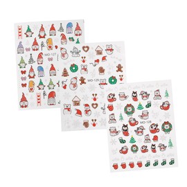 Mikinona Unique 3D Christmas Stickers Snowman Snowflake Santa Claus Nail Decals for Holiday
