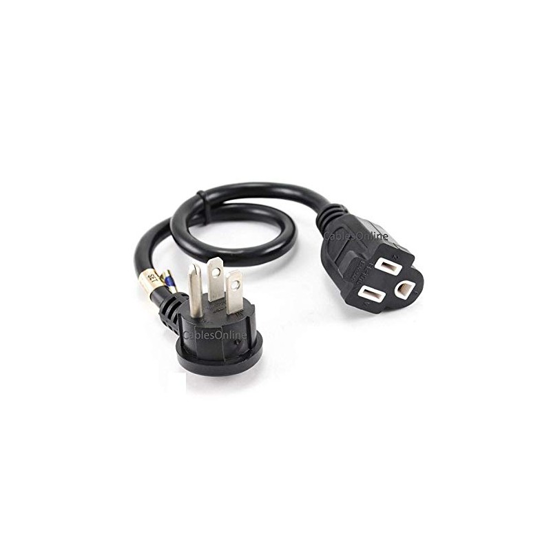 CablesOnline 12in Flat Plug Power Extension Cord/Cable, NEMA 5-15P to