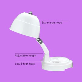 Conair Pro Style Bonnet Hair Dryer, 2 Heat Settings, Adjustable Height, Extra-Large Hood Size, 1875W Pro Style Bonnet Ionic Hair Dryer for Women, White