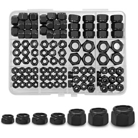 140PCS SAE Lock Nuts Assortment Kit,1/4"-20 5/16"-18 3/8"-16#6-32#8-32#10-32#10-24 Black Oxide Nylon Insert 304 Stainless Steel Locknuts (SAE Lock Nuts(140PCS))