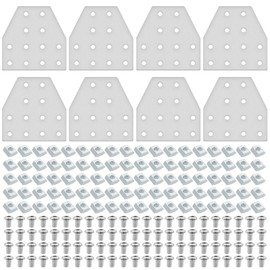 IMETRX 8pcs 2040 T Corner Bracket Joining Plate T Slotted Accessories 12-Hole 2040 Hardware Connector 2040 with T Nuts and Screws Silver