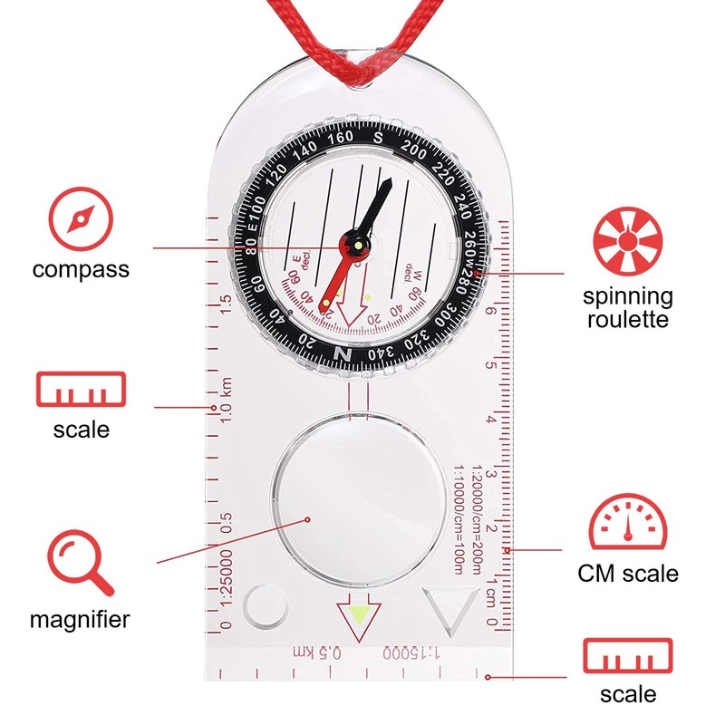 Orientation Compass, Compass and Whistle Hiking Navigation Compass, Portable Compass
