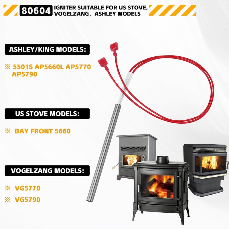 Xastro 80604 Pellet Stove Igniter Replacement for Ashley King AP5660