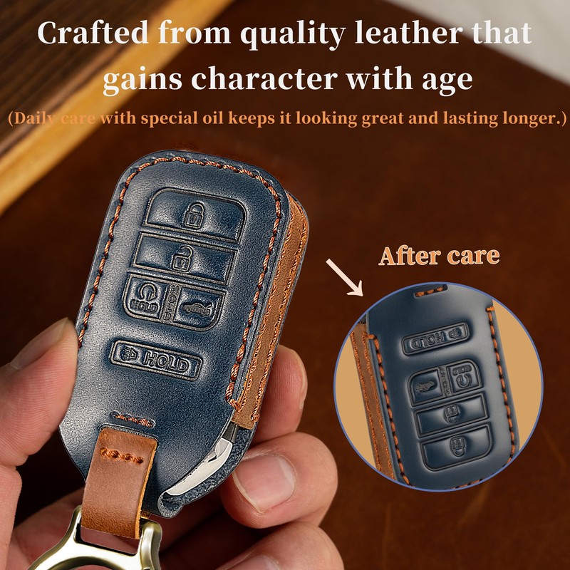Riasot for Ford Leather Key Fob Cover with Keychain,Leather Key