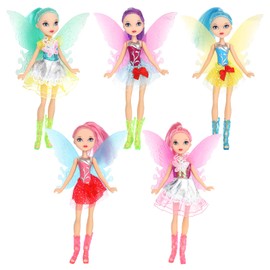 ONEST 5 Sets 8 Inch Fairy Girl Dolls Include 5 Set 8 Inch Flower Fairy Dolls, 5 Pieces Handmade Doll Clothes, 5 Pairs of Doll Shoes