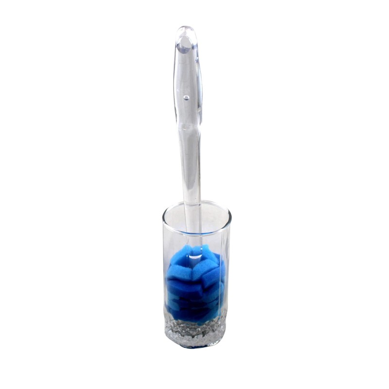 Cepillo de esponja de cristal suave al tacto, mango transparente