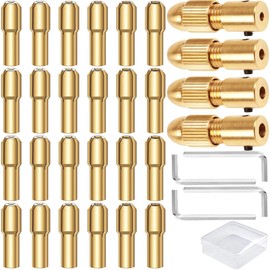 EATBALE Brass Collet Drill Bit Chuck Accessories, Micro Twist Drill Chuck Adapter (0.5-3.0mm) Small Electric Drill for Rotary Tools Axis & Copper Caps Set Fits 2mm/2.35mm/3.17mm/5mm Shaft (32 Pcs)
