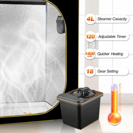 amocane 4L Sauna Steam Portable Pot, Stainless Steel Steam Generator for Saunas Home Spa Fumigation Steam Machine for Body Detox with Remote Control Anti-riot Device (110V, Wood Grain)