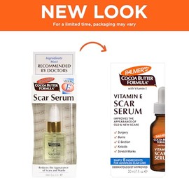 Palmer's Suero para cicatrices de fórmula de manteca de cacao, aceite iluminador de piel para rostro y cuerpo, suero concentrado con vitamina E, sin f