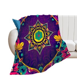 Mandala Throw Blanket,Psychedelic Blanket Decor Gifts for Adults Women Men, Lightweight Soft Flannel Fleece Cozy Blankets for Bed,Sofa,Couch,Camping for All Season（80''x 60''）