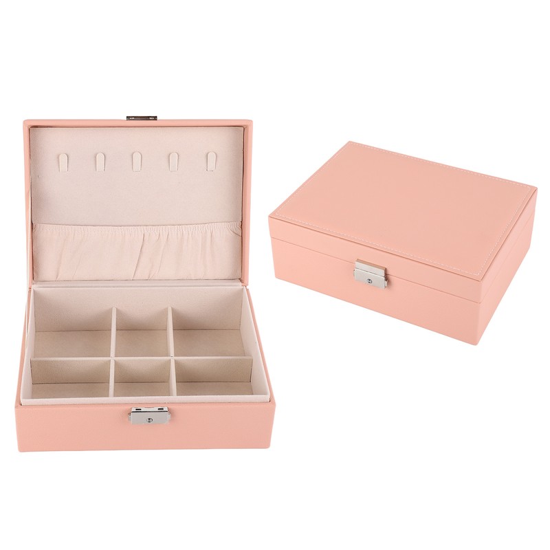 Jewelry Box Organizer 2 Layer Jewelry Storage Case PU Leather