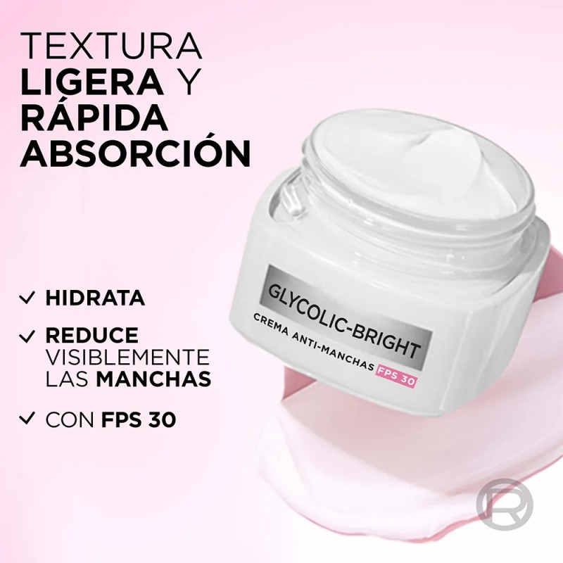 Oréal Paris Glycolic Bright Crema Hidratante Día Anti Manchas Protección