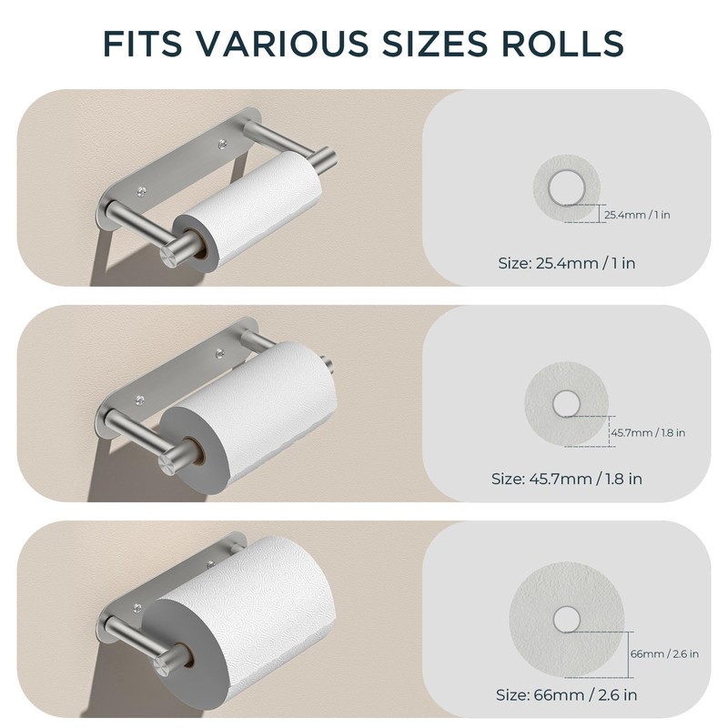 FORIOUS Toilet Paper Holder, Adhesive or Screw Wall Mount Pivoting