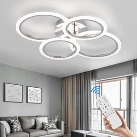 Vloitgol Modern LED Ceiling Light Fixture, 4 Rings Dimmable Flush Mount Ceiling Light with Remote, Acrylic Close to Ceiling Lighting Fixture for Low Ceiling Living Room Bedroom Kitchen (4 Heads)