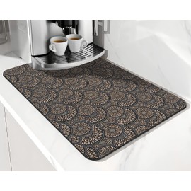 Coffee Bar Mat Accessories for Countertop Boho Absorbent Hide Stain Rubber Backed Dish Drying Mats for Kitchen Counter Draining Pad Decor Gift Fit Under Coffee Maker (20x12in)