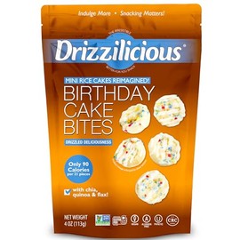 Drizzilicious - Mini Tortas de Arroz Sabor Pastel de Cumpleaños - Crujientes de Arroz, Aperitivo Saludable para Adultos y Niños, Tortas d...