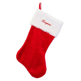 Fastasticdeal Logan Embroidered Name Red Plush Christmas Stocking