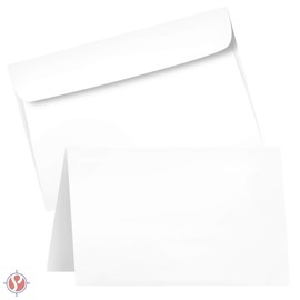 Big Blank Scored Folding Cards Set – 8.5 x 11” White Cardstock and 6 x 9” Envelopes | Perfect for Business Greetings, Invitations, Bridal Shower, Birthday, Weddings | Bulk 50 Cards and 50 Envelopes