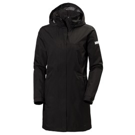 Helly-Hansen Women's Aden Waterproof Breathable Hooded Long Rain Jacket, Black, Medium