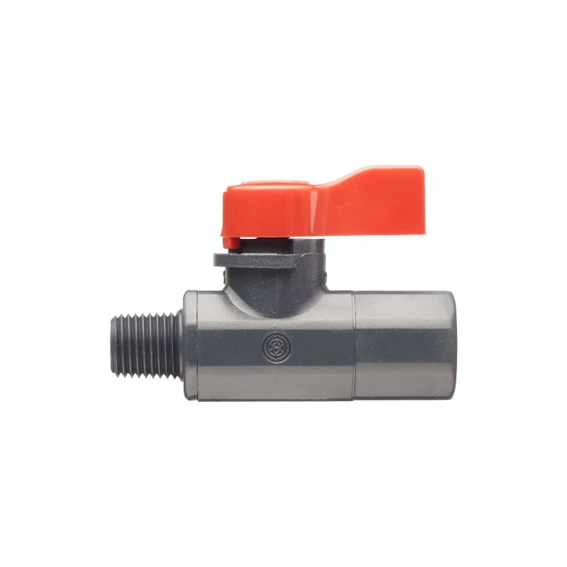 Asahi America 1080002 Labcock PVC Ball Valve, Inline, Unibody, Lever,