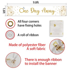 One Day Away Banner,Gold Romantic Banner For Wedding Rehearsal Dinner Party Sign, Brunch Wedding Rehearsal Dinner Party Supplies Decoration 9.8X1.6Ft