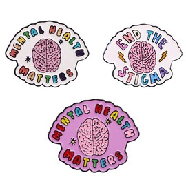 3Pcs Mental Health Matters Brain Enamel Pin Organ Brain Brooch Lapel Pins Cartoon Colorful Badge Pin Set Health Awareness Metal Badges Brooches Jackets Jeans Fashion Accessories
