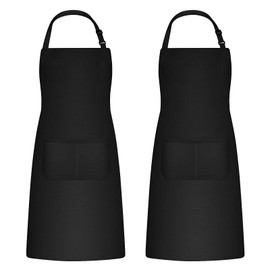 Catime Pack of 2 Cooking Aprons for Men and Women, Baking Apron with 2 Pockets for Kitchen, Painting Apron, Adult Bib Aprons, Adjustable for Gardening