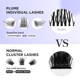 BEYELIAN Cluster Lashes, DIY Eyelash Extension Lash Clusters Individual False Eyelashes Extension Natural Look Reusable Super Thin Clear Band 48 Lash Clusters (Style 5 12mm Clear Band)
