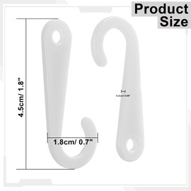 1000 Pieces Plastic J-Hooks for Socks Retail Display Hanger, 1 3/4 Inch Plastic J-Shaped Hook, Clear