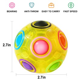 Vdealen Rainbow Ball Magic Puzzle Ball Fidget Ball Game Fun Stress Relief Skill Games Educational Toy Thinking Sports Ball Toy Puzzle Game for Children, Teens & Adults