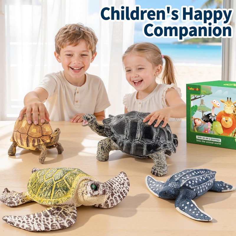Totsmile 4PCS 5'' Large Sea Turtle & Tortoise Toys Figurines,