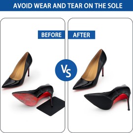 GADEBAO Shoe Sole Protector, 4 Pcs Self Adhesive Shoe Bottom Protector for High Heels, Silicone Anti Slip Shoe Grips on Bottom of Shoes, Sole Guard Non Slip Pads for Shoes (Medium, 6" by 4", Black)