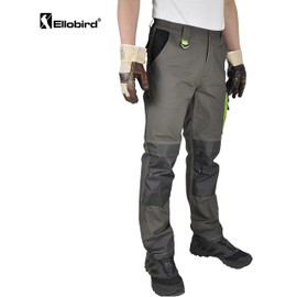 Ellobird Men's Cargo Construction Flex Work Pant for Men Double Knee Reinforcement Stretch Elastic Waistband Tactical Pants