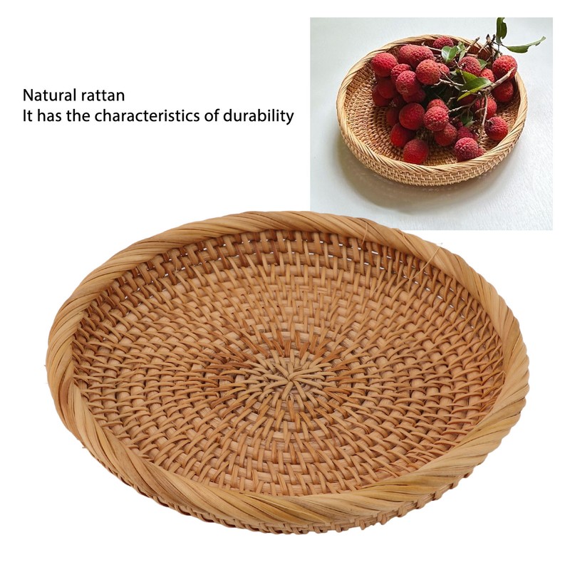 Rattan Fruit Tray Hand Woven Elegant Traditional Natural Rattan Serving