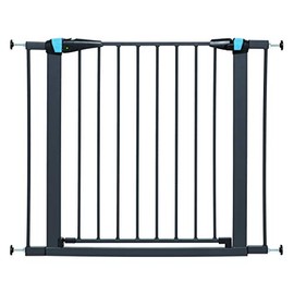 Pet Gate | 29" High Walk-thru Steel Pet Gate by 29" to 38" Wide in Textured Graphite w/ Glow Frame, Medium