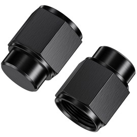 TRUCKMETER 2PCS 8AN Female Block Off Flare Cap Fitting, Black Anodized Aluminum Hard Hex Head Nut Plug Adapter, Automotive Accessories Suitable for Vehicle Fuel Oil Line End Modification