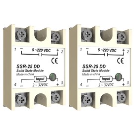 MAKERELE 2pcs SSR-25DD Solid State Relay DC to DC Input 3-32VDC Output 5-220VDC Single Phase Solid State Relay