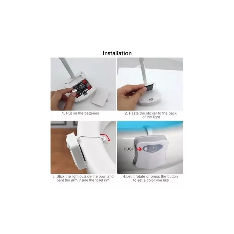 Bath Led 2 Sensores Movimiento Taza Baño Casa Cómodo Luz