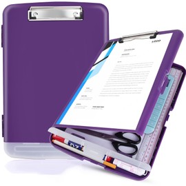 Aitakatta Clipboards Side Open Nursing Clipboard with Storage, Plastic Storage Clipboard Foldable Clipboards for Nurse Doctor Teacher, Waterproof Clip Board Case for Writing Drawing (Purple,1pc)