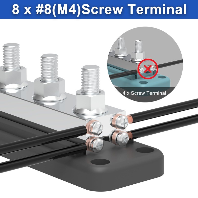 600A Bus Bar 12V Power Distribution Block with 3/8" (M10)