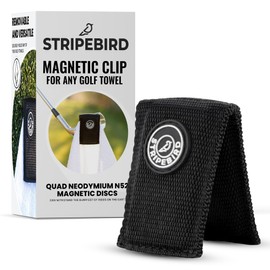 Stripebird Magnetic Clip for Any Towel (Black) - Highest Strength Magnet for Golf Towel - Removable - Golf Towels for Men