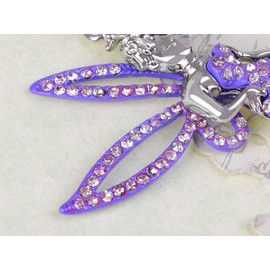 Alilang Womens Silver Tone Purple Enamel Clear Crystal Rhinestone Pixie Fairy Angel Pendant Necklace
