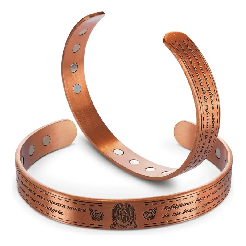 2 PZ Brazaletes Magnéticos De Cobre Puro Ajustables Para Hombre