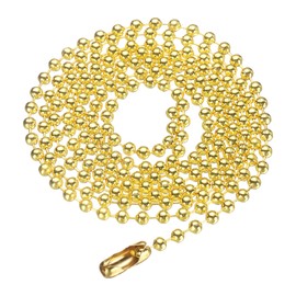 HARFINGTON Iron Ball Chain 2.4mm 31.5" Length Round Bead Necklace Dog Tag Pull Chains with Connectors Clasps for Men Women Jewelry Making Bracelets Keychain, Gold