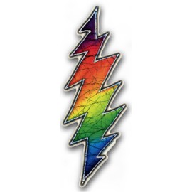Peacemonger Dye The Sky Tina Carpenter Batik Grateful Dead Rainbow Lightning Bolt Art Decal Mini Window Sticker (1.25 x 3 inches)