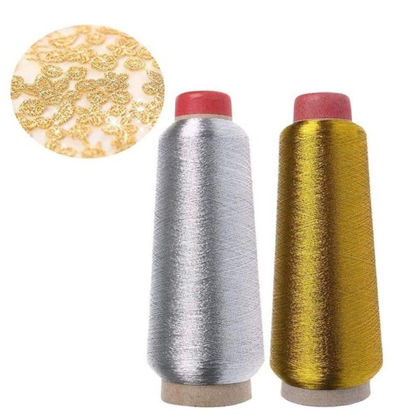 2 Rolls Metallic Wire, Set of Metallic Wire, Computerized Embroidery and Decorative Sewing, 3600M(Gold, Silver)