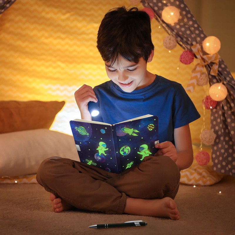 Space Diary Set - Luminous Notebook Gift for Boys Children