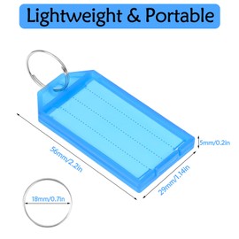 Key Tags with Labels Set, 48Pcs Plastic Key Tags with Ring, Key Fobs, Heavy Duty Key Tags with Extra Paper, Ideal for Name, ID, Pets, Luggage, Memory Stick Tags, 8 Colors