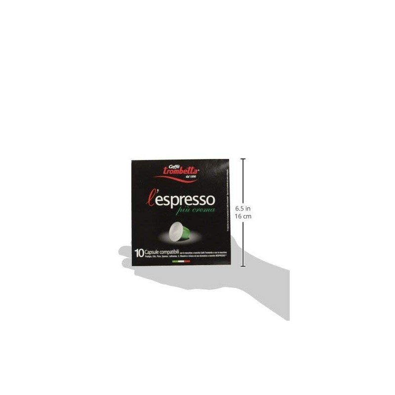 Trombetta l'espresso Piu Crema, 10 Count (Pack of 8)